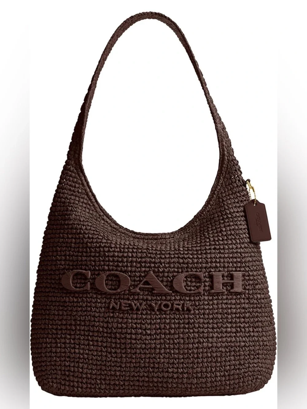 Coach Brown Woven Logo Hobo Bag